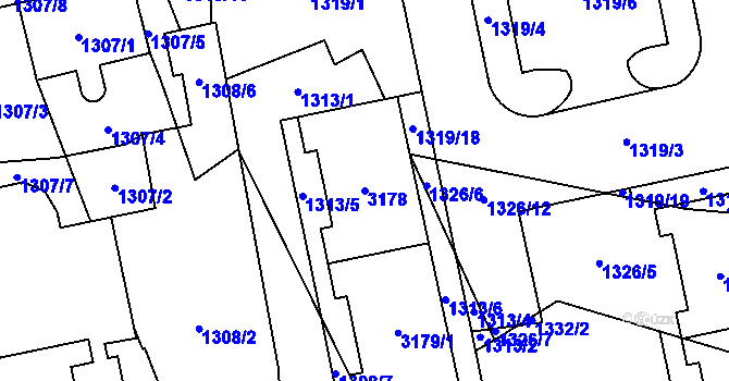 Parcela st. 3178 v KÚ Chodov, Katastrální mapa