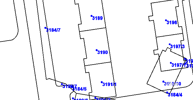Parcela st. 3190 v KÚ Chodov, Katastrální mapa