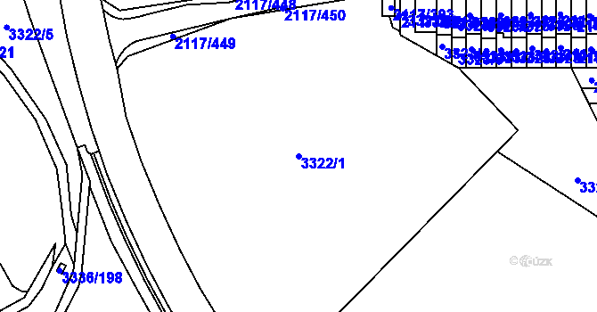 Parcela st. 3322/1 v KÚ Chodov, Katastrální mapa