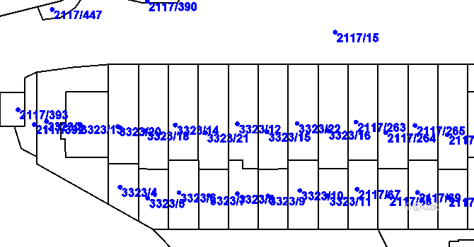 Parcela st. 3323/12 v KÚ Chodov, Katastrální mapa