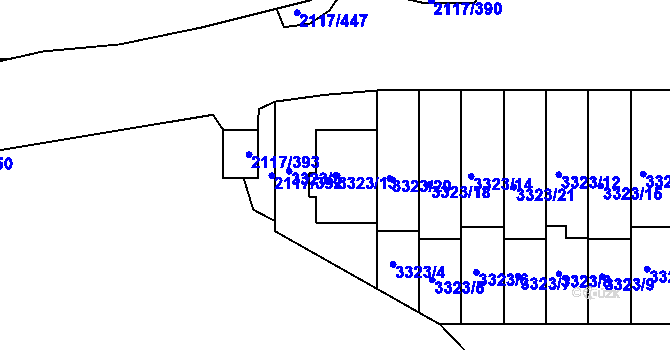 Parcela st. 3323/13 v KÚ Chodov, Katastrální mapa