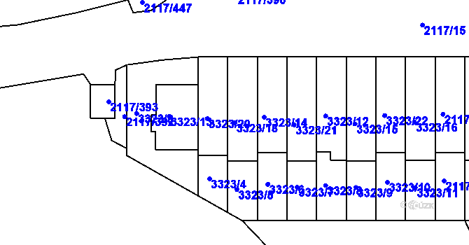 Parcela st. 3323/18 v KÚ Chodov, Katastrální mapa