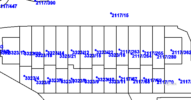 Parcela st. 3323/22 v KÚ Chodov, Katastrální mapa