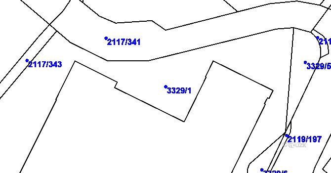 Parcela st. 3329/1 v KÚ Chodov, Katastrální mapa