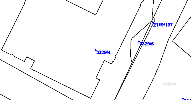Parcela st. 3329/4 v KÚ Chodov, Katastrální mapa