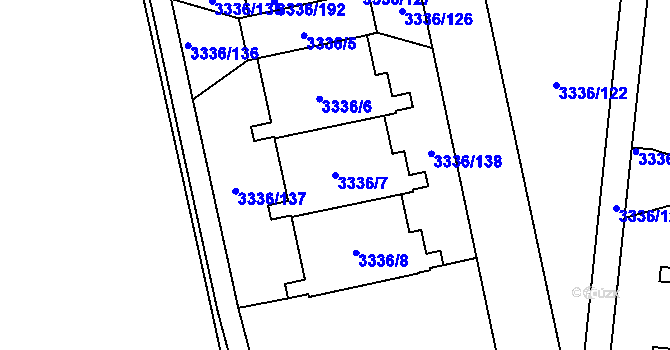 Parcela st. 3336/7 v KÚ Chodov, Katastrální mapa