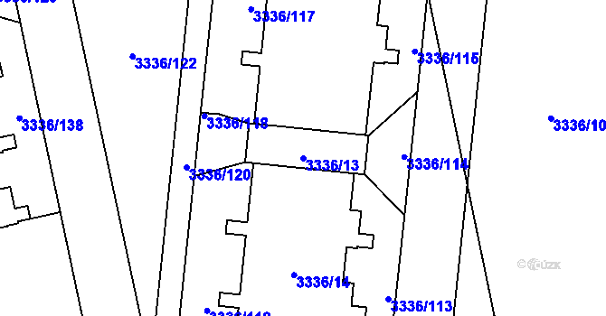 Parcela st. 3336/13 v KÚ Chodov, Katastrální mapa