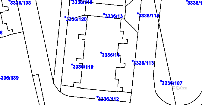Parcela st. 3336/14 v KÚ Chodov, Katastrální mapa