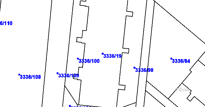 Parcela st. 3336/19 v KÚ Chodov, Katastrální mapa