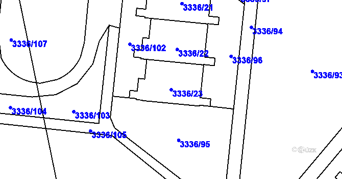 Parcela st. 3336/23 v KÚ Chodov, Katastrální mapa