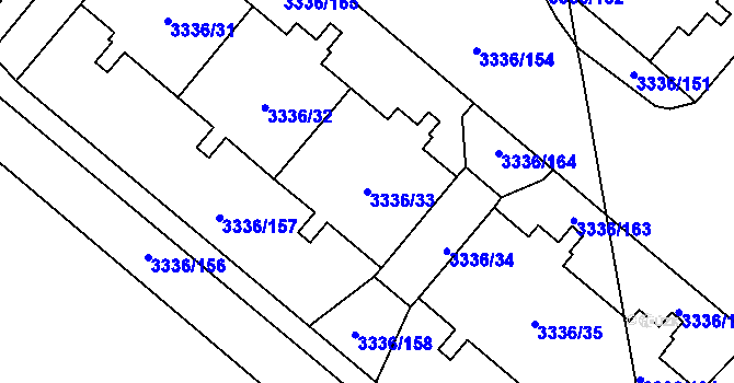 Parcela st. 3336/33 v KÚ Chodov, Katastrální mapa