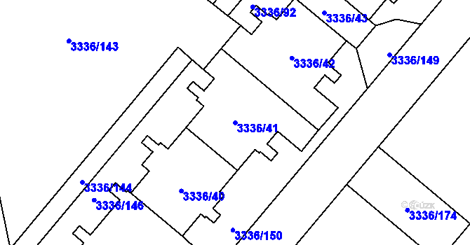 Parcela st. 3336/41 v KÚ Chodov, Katastrální mapa