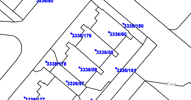 Parcela st. 3336/59 v KÚ Chodov, Katastrální mapa