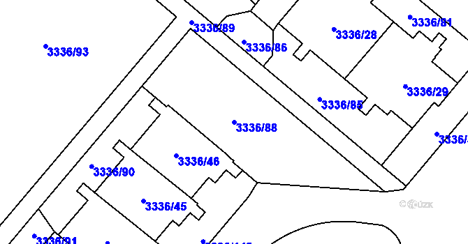 Parcela st. 3336/88 v KÚ Chodov, Katastrální mapa