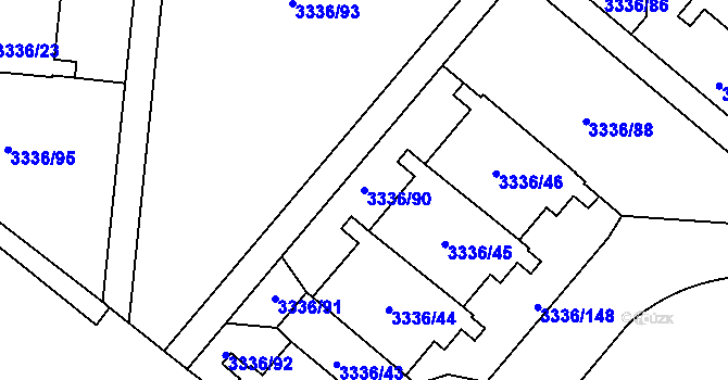 Parcela st. 3336/90 v KÚ Chodov, Katastrální mapa