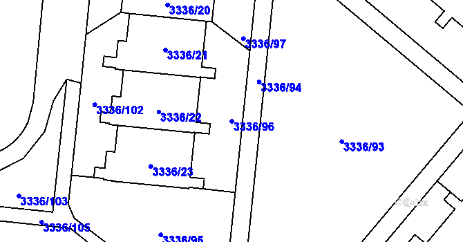 Parcela st. 3336/96 v KÚ Chodov, Katastrální mapa