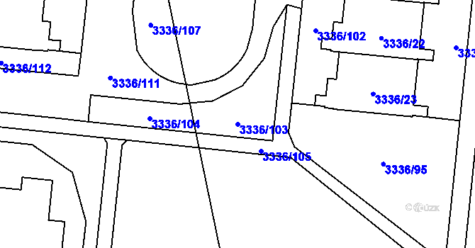 Parcela st. 3336/103 v KÚ Chodov, Katastrální mapa