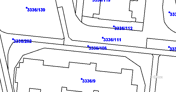 Parcela st. 3336/106 v KÚ Chodov, Katastrální mapa