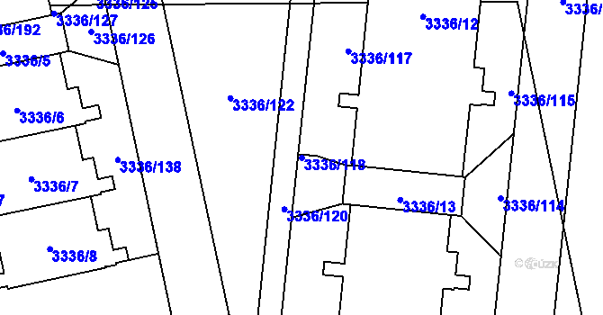Parcela st. 3336/118 v KÚ Chodov, Katastrální mapa