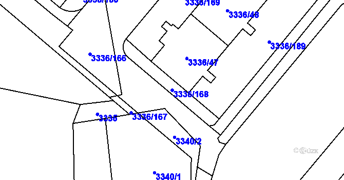 Parcela st. 3336/168 v KÚ Chodov, Katastrální mapa