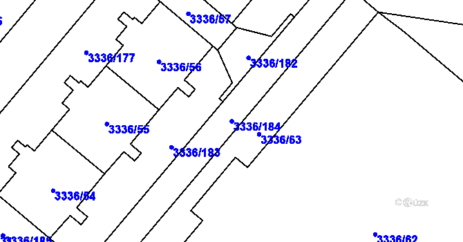 Parcela st. 3336/184 v KÚ Chodov, Katastrální mapa