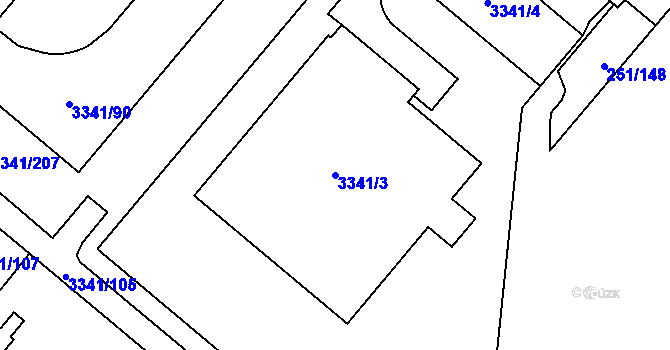 Parcela st. 3341/3 v KÚ Chodov, Katastrální mapa