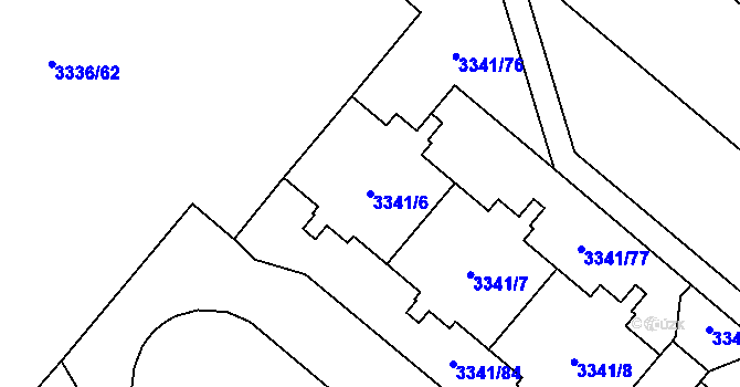 Parcela st. 3341/6 v KÚ Chodov, Katastrální mapa