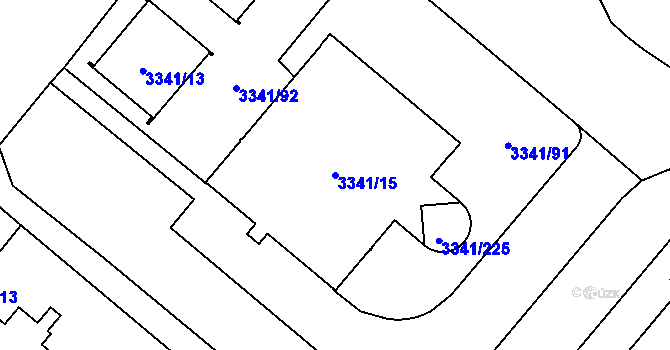 Parcela st. 3341/15 v KÚ Chodov, Katastrální mapa