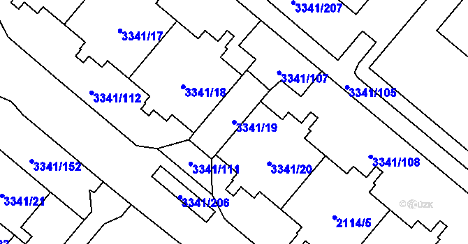 Parcela st. 3341/19 v KÚ Chodov, Katastrální mapa