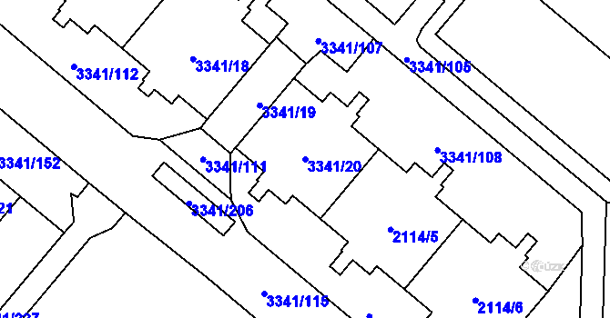Parcela st. 3341/20 v KÚ Chodov, Katastrální mapa