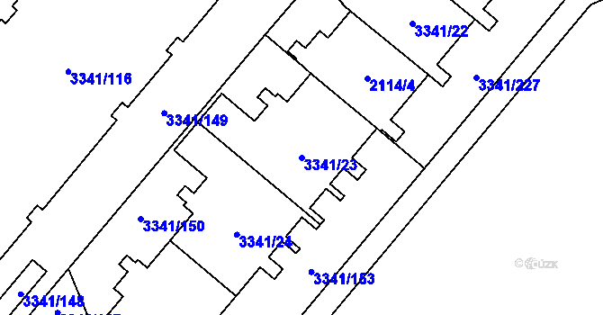 Parcela st. 3341/23 v KÚ Chodov, Katastrální mapa
