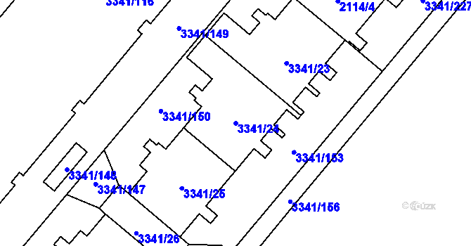 Parcela st. 3341/24 v KÚ Chodov, Katastrální mapa