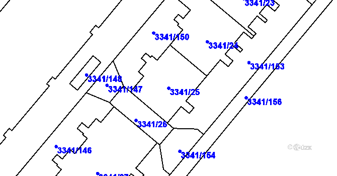Parcela st. 3341/25 v KÚ Chodov, Katastrální mapa