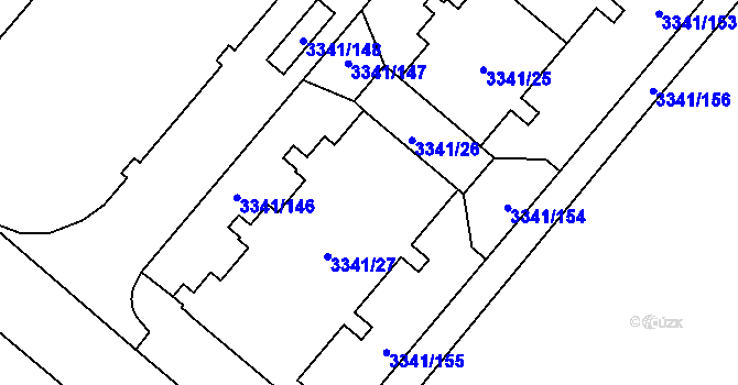 Parcela st. 3341/27 v KÚ Chodov, Katastrální mapa