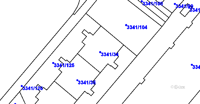 Parcela st. 3341/34 v KÚ Chodov, Katastrální mapa