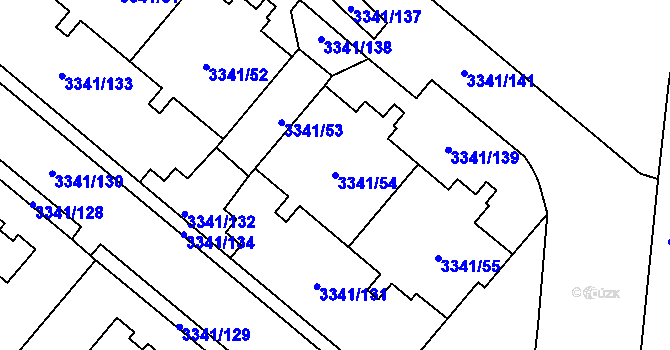 Parcela st. 3341/54 v KÚ Chodov, Katastrální mapa