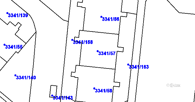Parcela st. 3341/57 v KÚ Chodov, Katastrální mapa