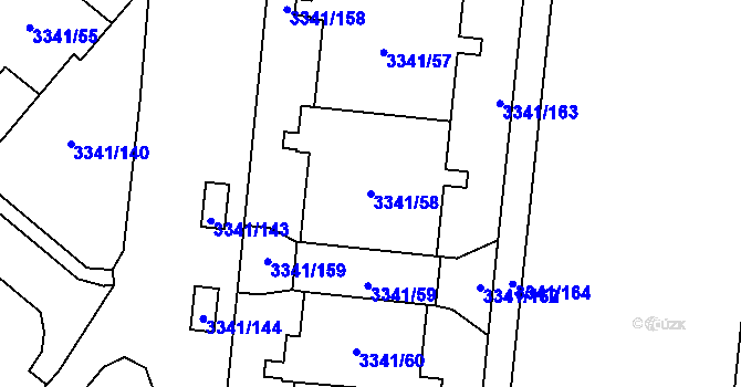 Parcela st. 3341/58 v KÚ Chodov, Katastrální mapa