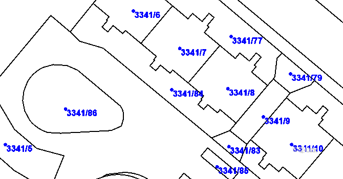 Parcela st. 3341/84 v KÚ Chodov, Katastrální mapa