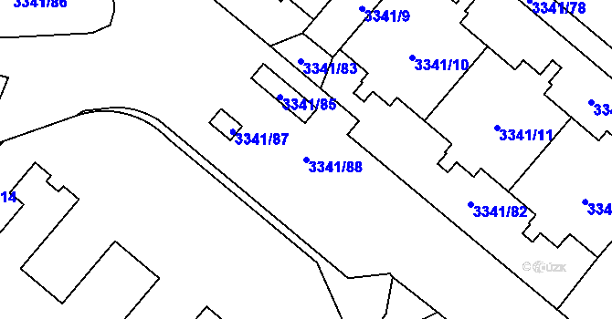Parcela st. 3341/88 v KÚ Chodov, Katastrální mapa
