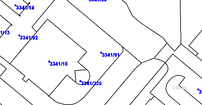 Parcela st. 3341/91 v KÚ Chodov, Katastrální mapa