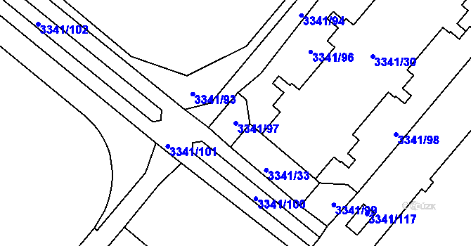 Parcela st. 3341/97 v KÚ Chodov, Katastrální mapa