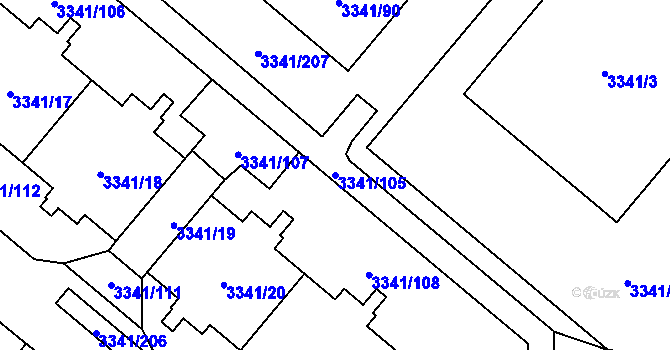 Parcela st. 3341/105 v KÚ Chodov, Katastrální mapa