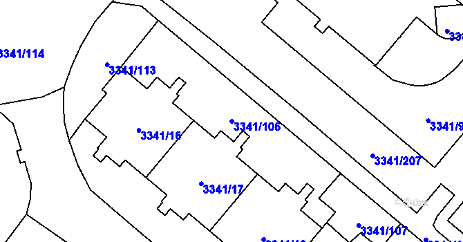 Parcela st. 3341/106 v KÚ Chodov, Katastrální mapa