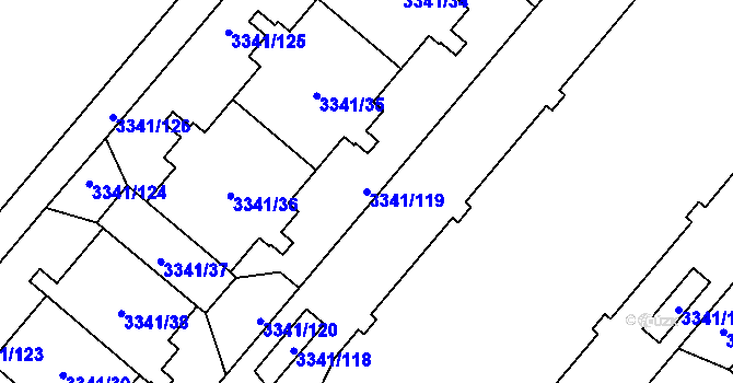 Parcela st. 3341/119 v KÚ Chodov, Katastrální mapa
