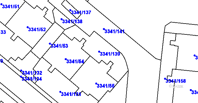 Parcela st. 3341/139 v KÚ Chodov, Katastrální mapa