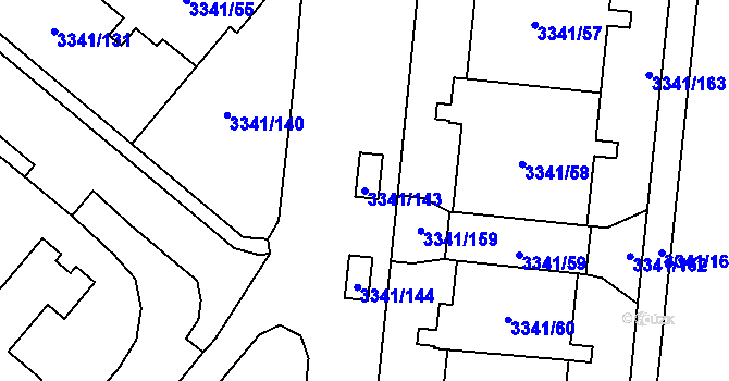Parcela st. 3341/143 v KÚ Chodov, Katastrální mapa