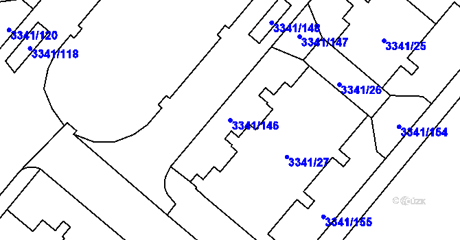 Parcela st. 3341/146 v KÚ Chodov, Katastrální mapa