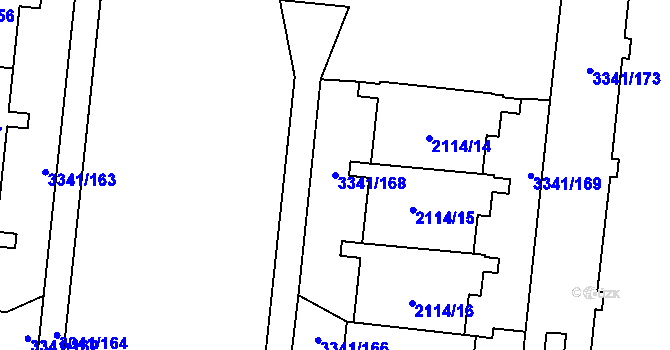 Parcela st. 3341/168 v KÚ Chodov, Katastrální mapa