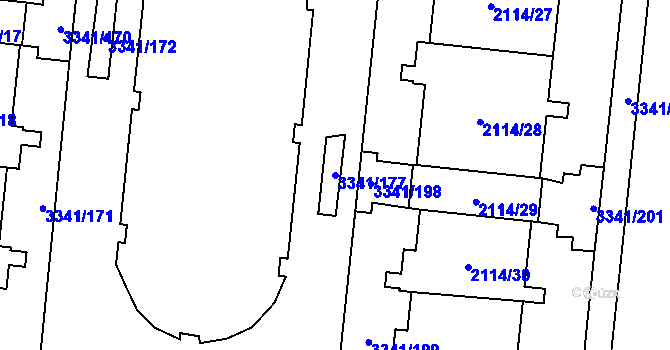 Parcela st. 3341/177 v KÚ Chodov, Katastrální mapa